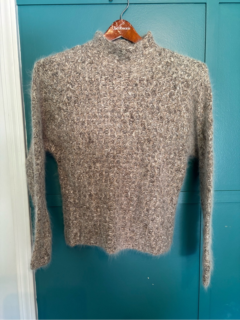 Mossimo Taupe Marled Mock Neck Sweater Angora & Wool Blend Size XL